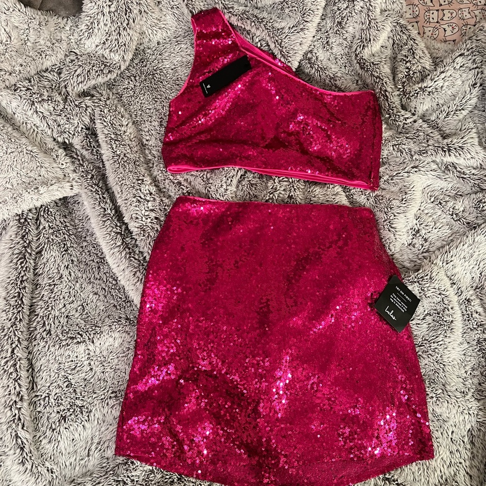 Lulu’s Two Piece Sequin Pink Dress